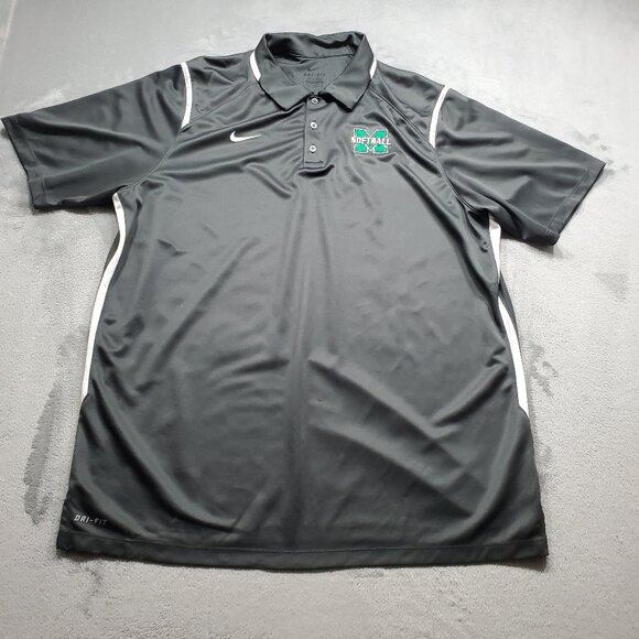 Nike Dri-Fit Performance Polo Marshall Softball Logo Gray Shirt Men Sz XL - Picture 1 of 12